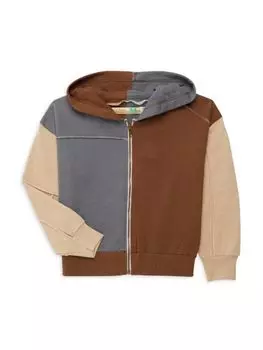 Толстовка на молнии с цветными блоками для девочек Vintage Havana, коричневый