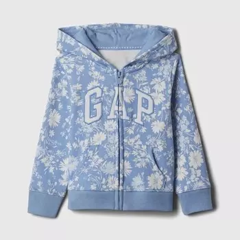 Толстовка на молнии с цветочным узором и вышитым логотипом Gap, голубой
