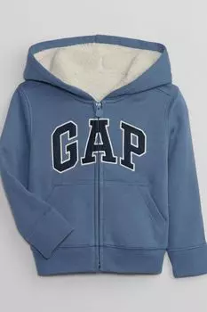Толстовка на молнии с длинными рукавами из искусственной овчины с логотипом Gap, синий