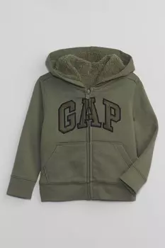 Толстовка на молнии с длинными рукавами из искусственной овчины с логотипом Gap, зеленый