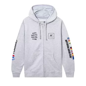 Толстовка на молнии с флагом Anti Social Social Club x Gran Turismo Heather Grey