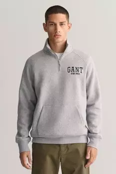 Толстовка на молнии с изображением арки Gant, серый