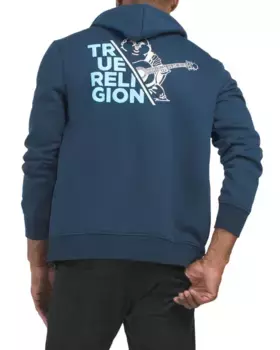 Толстовка на молнии с изображением Будды True Religion, синий