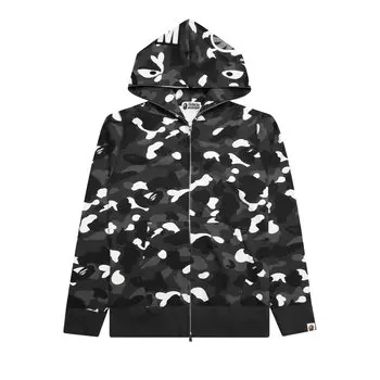 Толстовка на молнии с камуфляжным принтом BAPE City Shark, цвет Черный