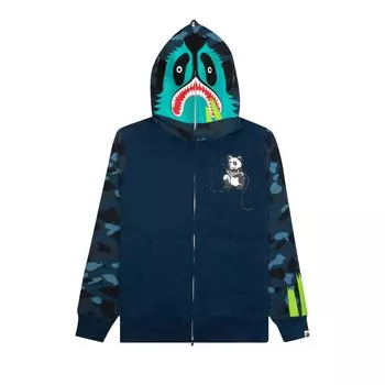 Толстовка на молнии с капюшоном BAPE Color Camo Panda, темно-синяя