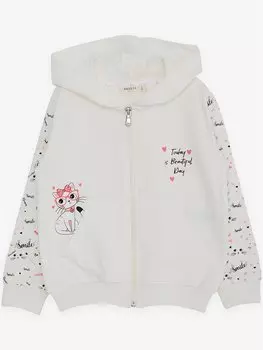 Толстовка на молнии с капюшоном и длинными рукавами для маленьких девочек Breeze, экрю