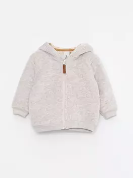 Толстовка на молнии с капюшоном и длинными рукавами для маленьких мальчиков LCW baby, экрю меланж
