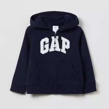 Толстовка на молнии с капюшоном и нашивкой-логотипом Gap, синий