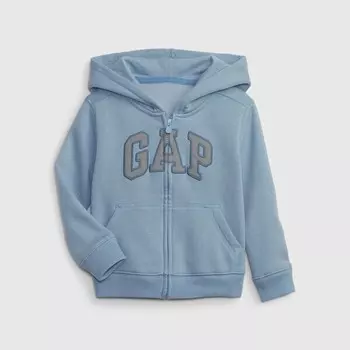 Толстовка на молнии с капюшоном и вышитым логотипом Gap, голубой