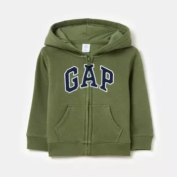 Толстовка на молнии с капюшоном и вышитым логотипом Gap, зеленый