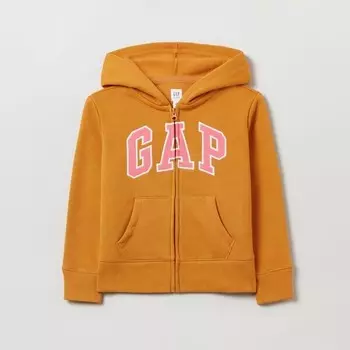 Толстовка на молнии с капюшоном и вышитым логотипом Gap, желтый