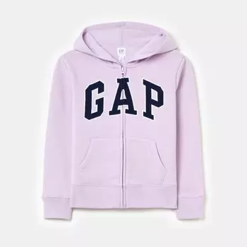 Толстовка на молнии с капюшоном и вышитым логотипом Gap, лавандовый