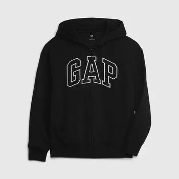 Толстовка на молнии с капюшоном и вышитым логотипом Gap, черный