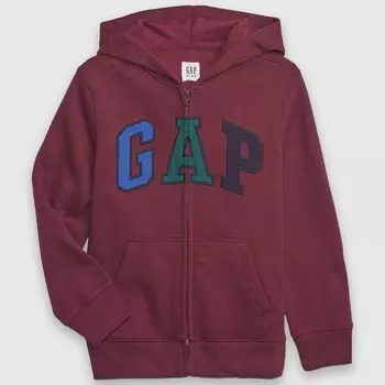 Толстовка на молнии с капюшоном и вышитым логотипом Gap, бургундия