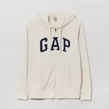 Толстовка на молнии с капюшоном и вышитым логотипом Gap, белый