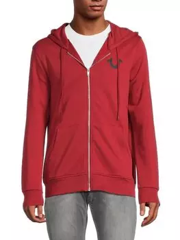 Толстовка на молнии с логотипом Будды True Religion, цвет Red Dahlia