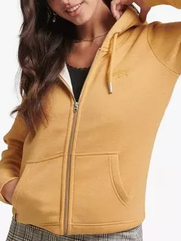 Толстовка на молнии с логотипом Essential из органического хлопка Superdry, охра марль
