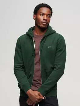 Толстовка на молнии с логотипом Essential Superdry, зеленый лес