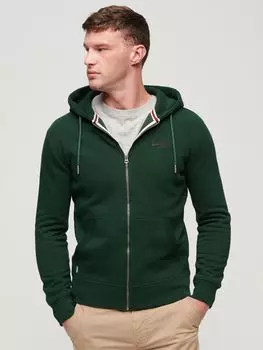 Толстовка на молнии с логотипом Essential Superdry, зеленый лес