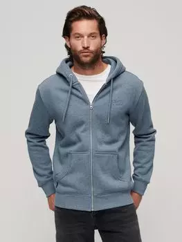 Толстовка на молнии с логотипом Essential Superdry, блюстоун синий мергель