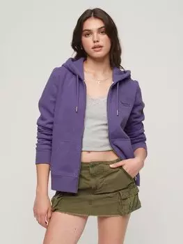 Толстовка на молнии с логотипом Essential Superdry, ярко-фиолетовый меланж