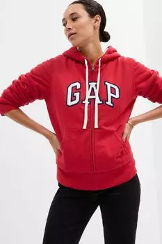 Толстовка на молнии с логотипом и подкладкой из искусственной овчины Gap, красный
