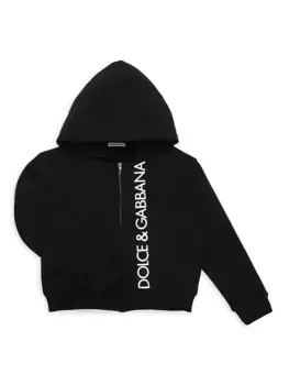 Толстовка на молнии с логотипом Little Boy's & Boy's St. Cartina Dolce&Gabbana, черный