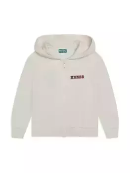 Толстовка на молнии с логотипом Little Girl's & Girl's Kenzo, цвет linen