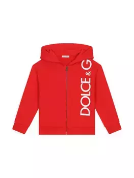 Толстовка на молнии с логотипом Little Kid's & Kid's Dolce&Gabbana, красный