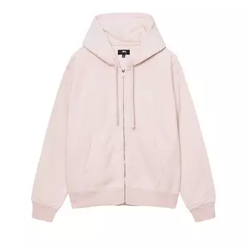 Толстовка на молнии с логотипом Stussy Stock, цвет Светло-розовый