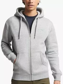 Толстовка на молнии с логотипом Vintage Superdry, атлетический серый меланж