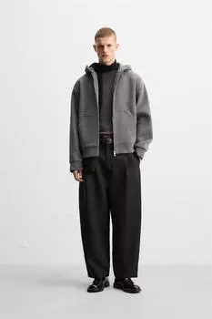 Толстовка на молнии с матовой текстурой ZARA, серый