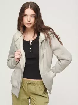 Толстовка на молнии с подкладкой Essential Borg Superdry, ледниковый серый мергель