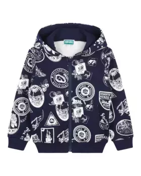 Толстовка на молнии с принтом Kenzo Kids, темно-синий