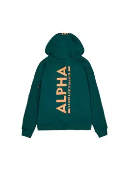 Толстовка на молнии с принтом сзади Alpha Industries, зеленый