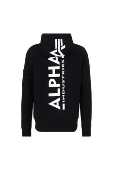 Толстовка на молнии с принтом сзади Alpha Industries, черный