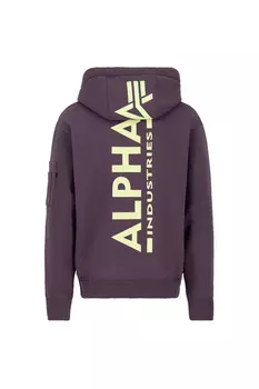 Толстовка на молнии с принтом сзади Alpha Industries, фиолетовый