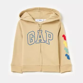 Толстовка на молнии с ушками и принтом микки мауса диснея Gap, бежевый