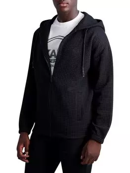 Толстовка на молнии с вафельной текстурой спереди Karl Lagerfeld Paris, черный