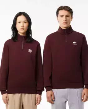 Толстовка на молнии с воротником унисекс Lacoste, бордовый