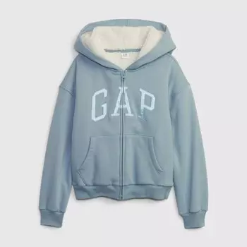 Толстовка на молнии с вышитым логотипом с металлическим эффектом Gap, голубой