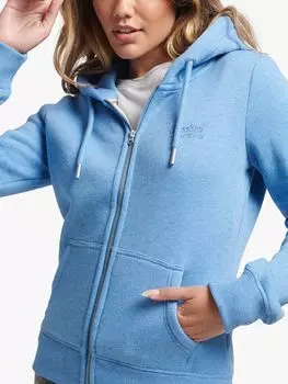 Толстовка на молнии с вышитым логотипом Superdry из органической смеси хлопка, цвет: синий меланжевый