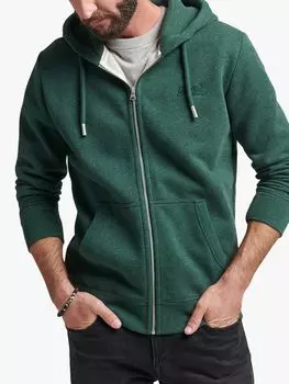 Толстовка на молнии с вышитым винтажным логотипом из органического хлопка Superdry, кампус грин марл