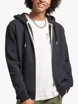 Толстовка на молнии с вышитым винтажным логотипом из органического хлопка Superdry, черный