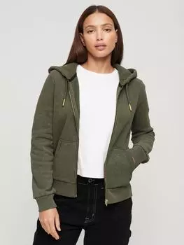 Толстовка на молнии со стразами и татуировкой Superdry, армейский хаки