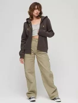 Толстовка на молнии со стразами и татуировкой Superdry, угольно черный