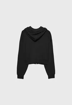 Толстовка на молнии SOFT TOUCH HOODED Stradivarius, черный
