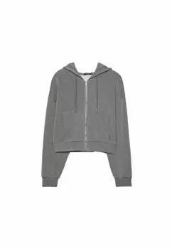 Толстовка на молнии SOFT TOUCH HOODED Stradivarius, темно-серый