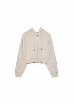 Толстовка на молнии SOFT TOUCH HOODED Stradivarius, цвет Stone
