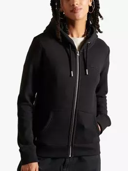 Толстовка на молнии спереди из органического хлопка с логотипом Vintage Logo Superdry, черный